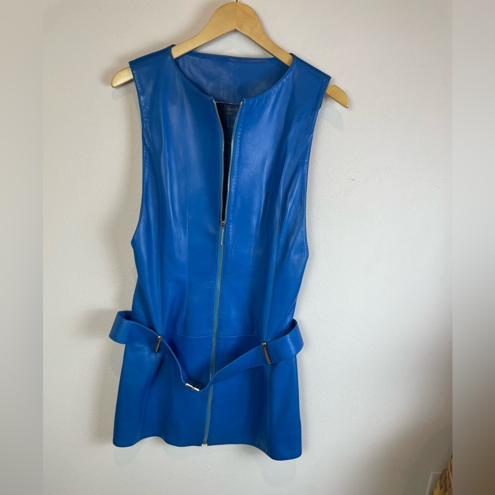 Est Retail $2300 Claude Montana Made in Paris Vibrant Blue Sleeveless Dress